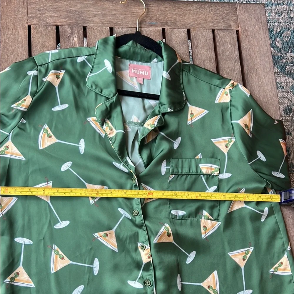 Show Me Your MuMu Green Martini Print Satin Pajama Set